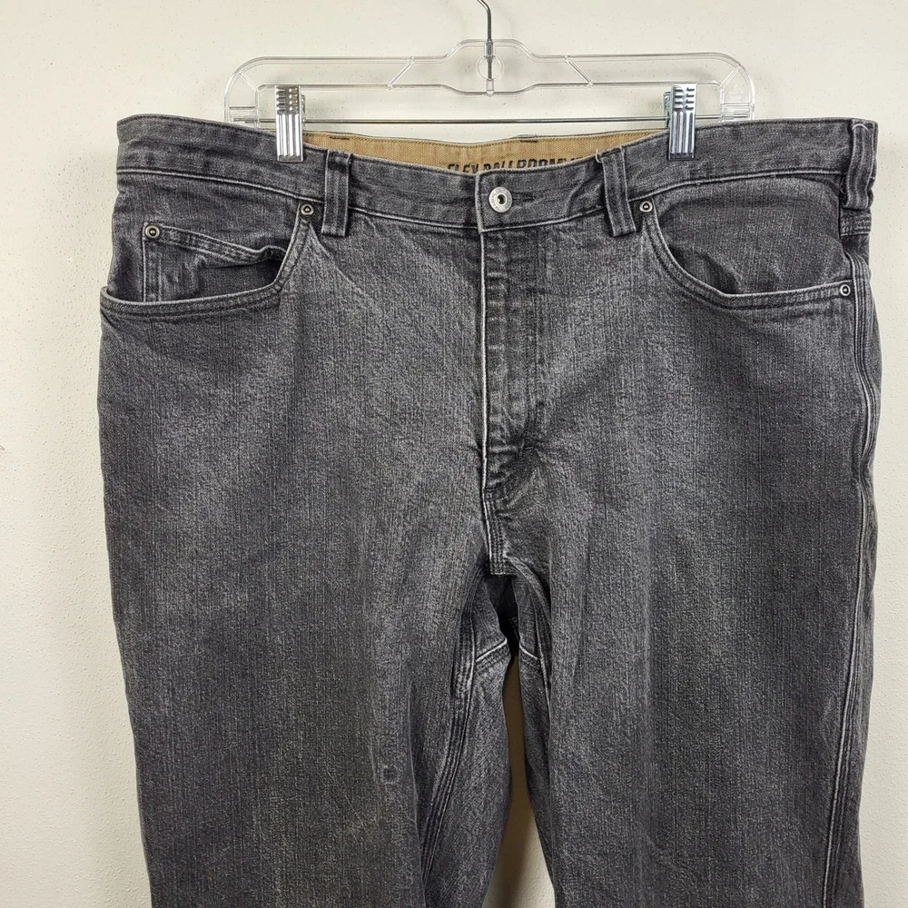 Duluth Trading Ballroom Flex Jeans Mens 42x32 Black Relaxed Fit Stretch Denim